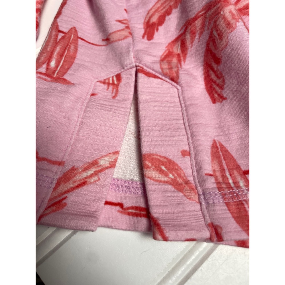 Talbots Pink Pullover with Coral Palm Print Quarter Zip - Picture 6 of 11